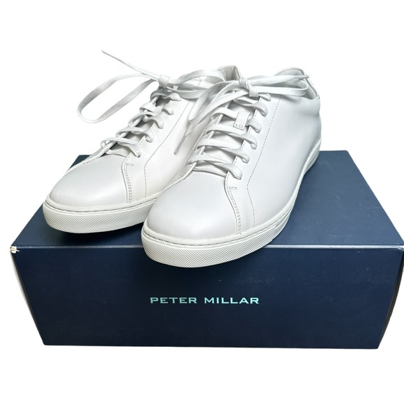 Peter Millar Vantage Lite Sneakers White Mens 9.5 Golf Casual Shoes New In Box - Picture 7 of 11
